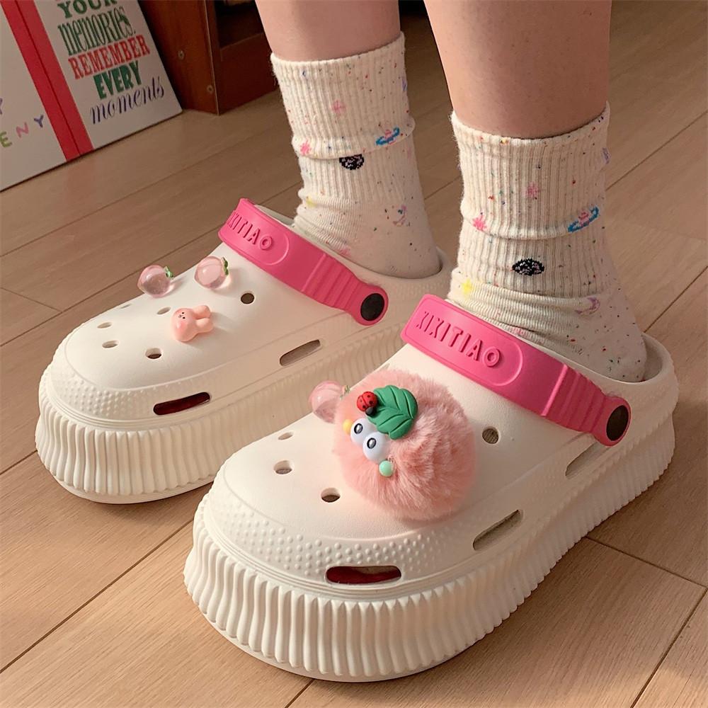 드로우데이 핑크 피치 여름 슬리퍼 통굽 키높이 발편한 푹신한 슬리퍼