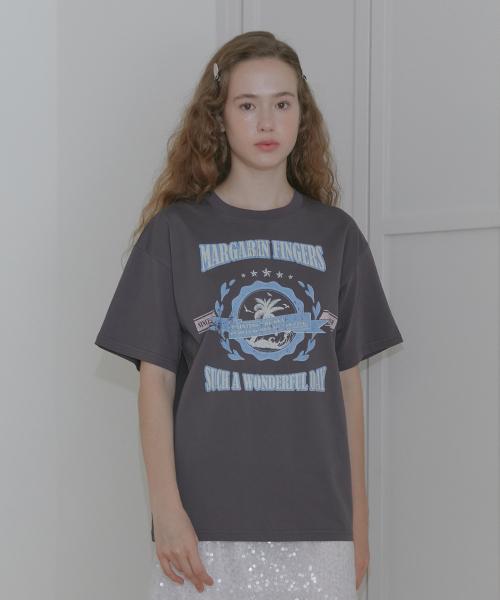 PALM TREE BOXY T-SHIRT (CHARCOAL)
