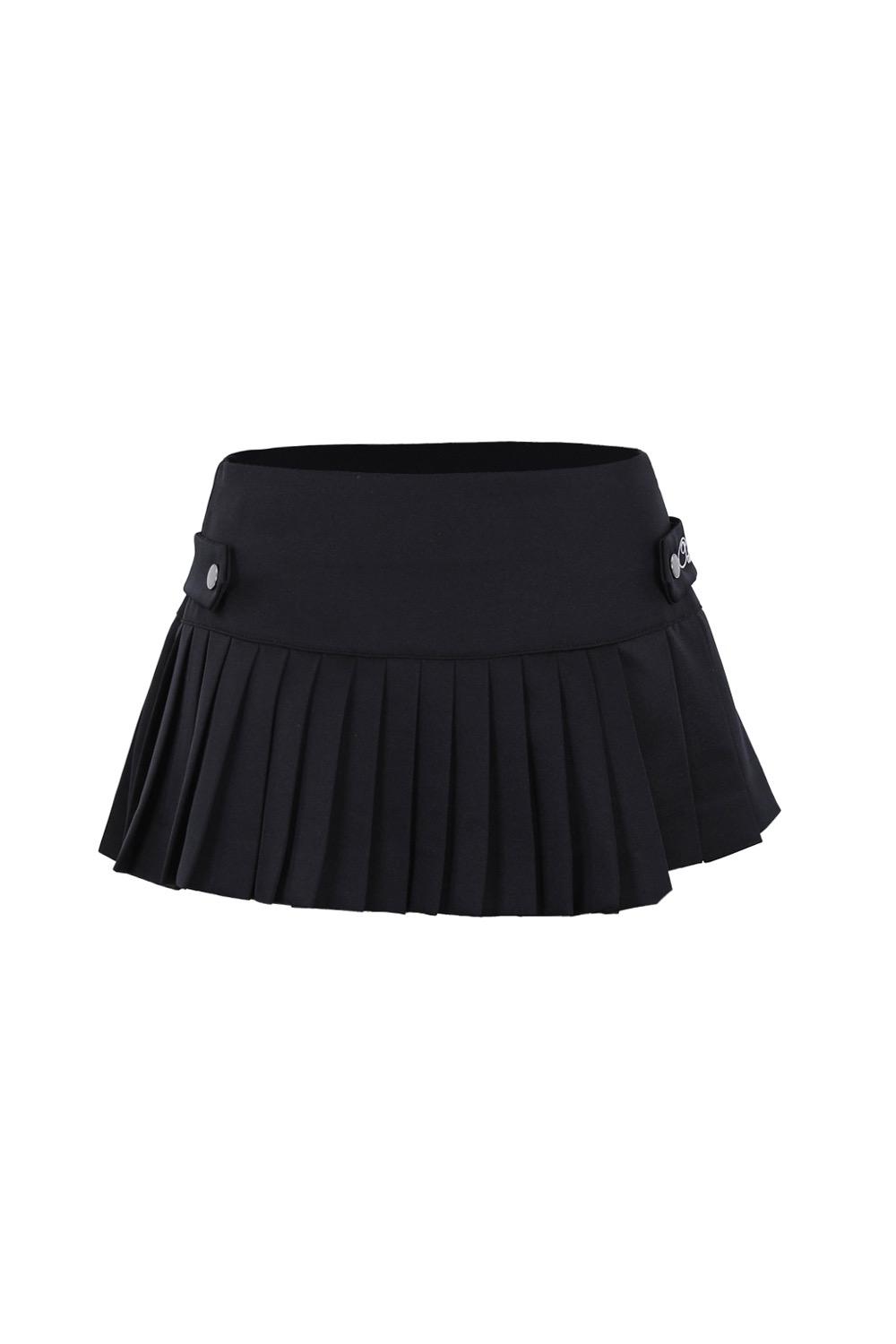 UNBALANCE PLEATS SKIRT BLACK