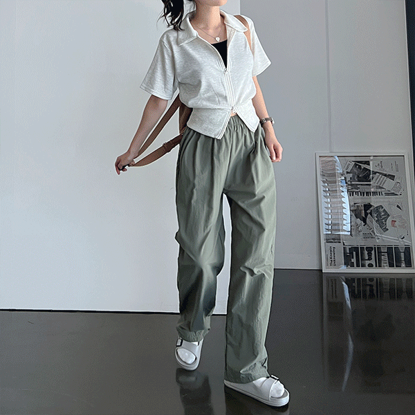 리안 카라 나일론 투웨이 투피스 세트(집업,와이드팬츠)
