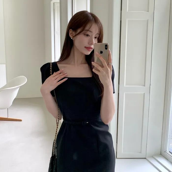 [세린PICK] Square-neck Slim Dress(SL) / Black(2color)