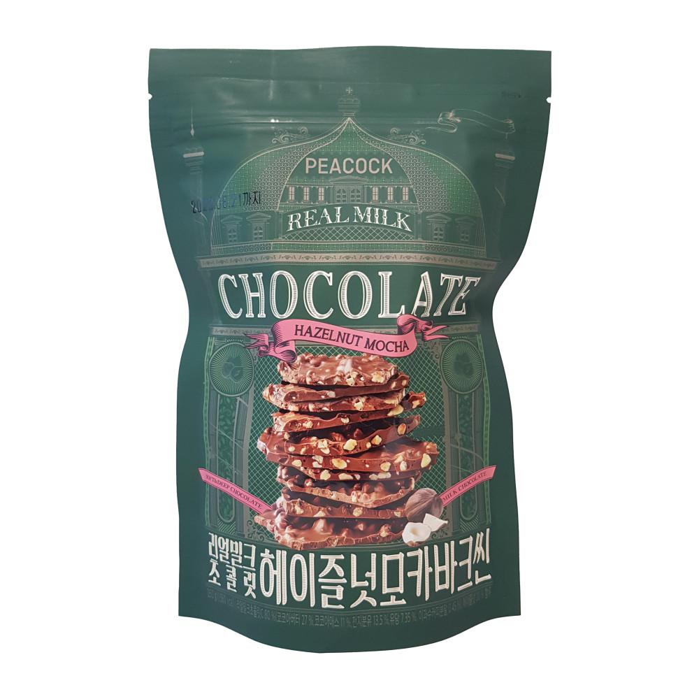 피코크 리얼 밀크 초콜릿 헤이즐넛 모카 바크씬 260g