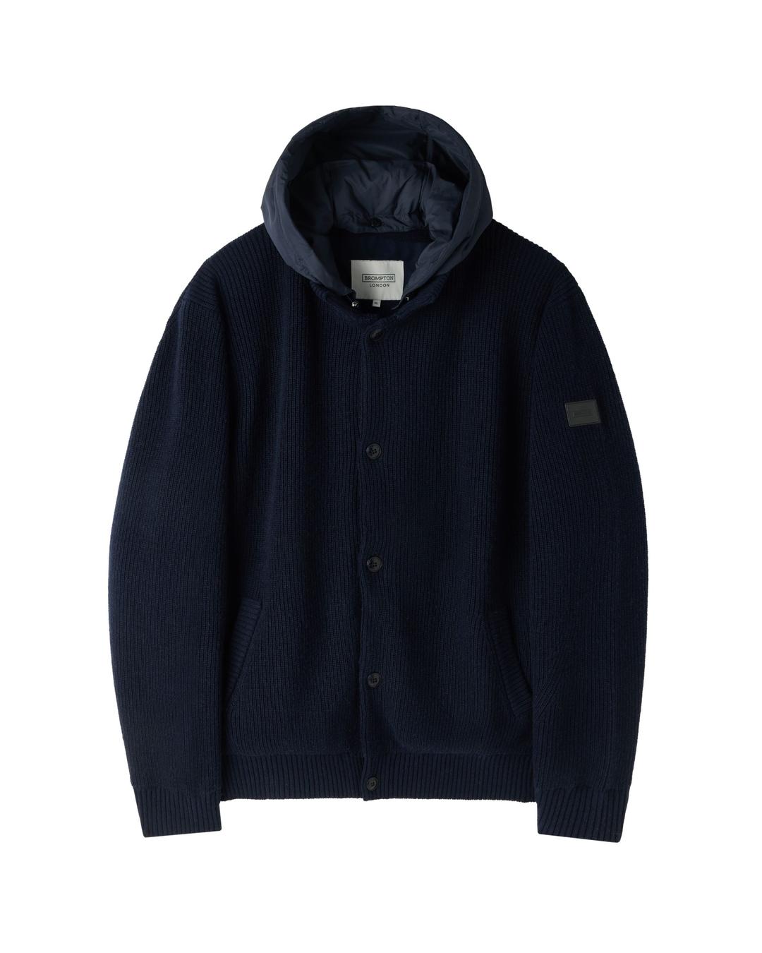 HOOD HYBRID CARDIGAN - NAVY