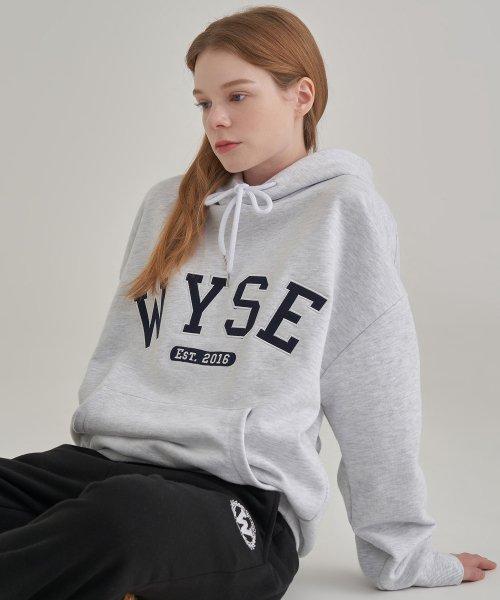 베이직 컬리지 로고 후드 라이트그레이