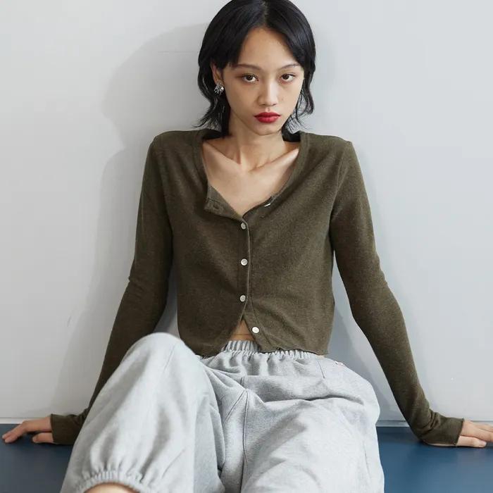 ANGORA WOOL BLEND CARDIGAN KHAKI