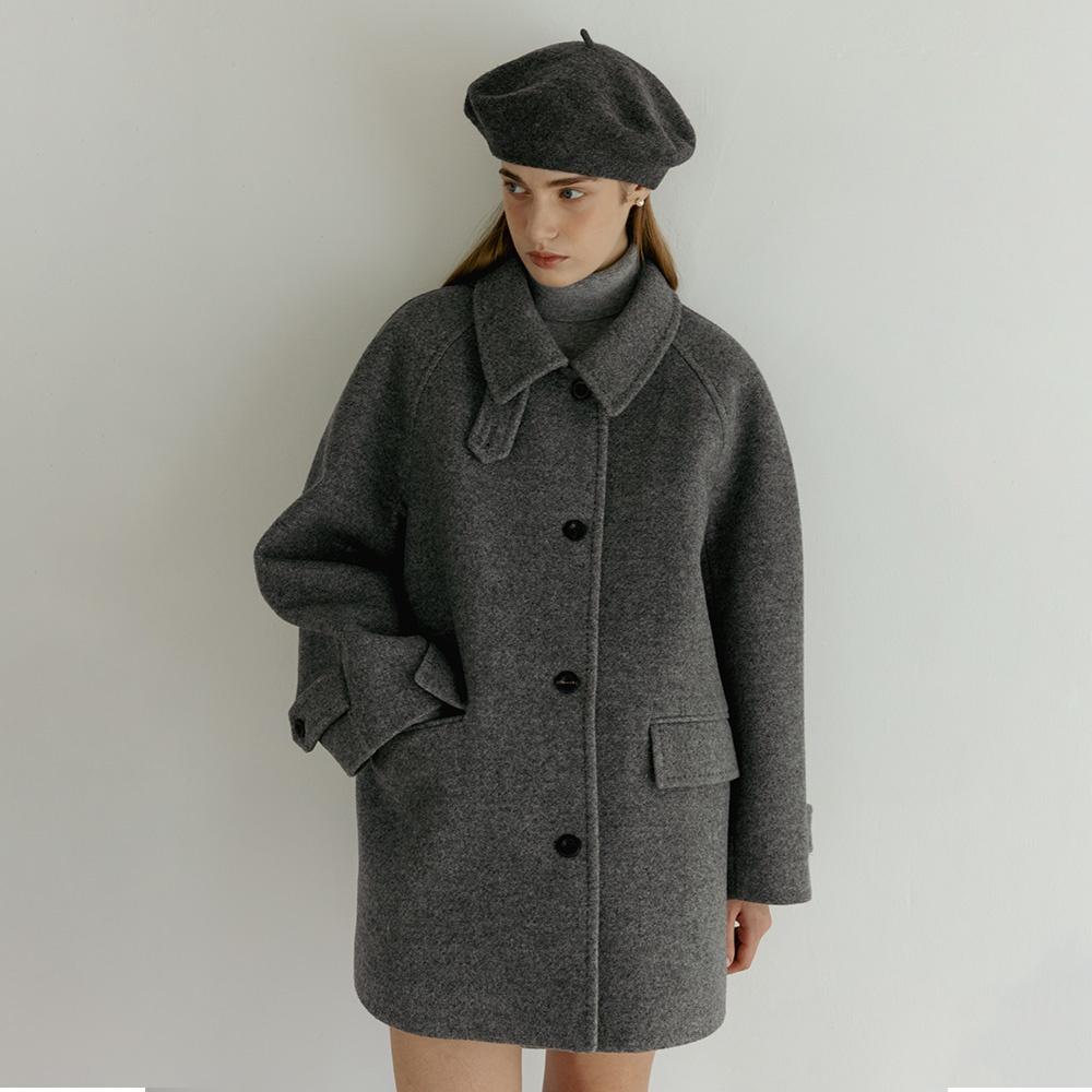 CLASSIC WOOL HALF COAT MELANGE GREY