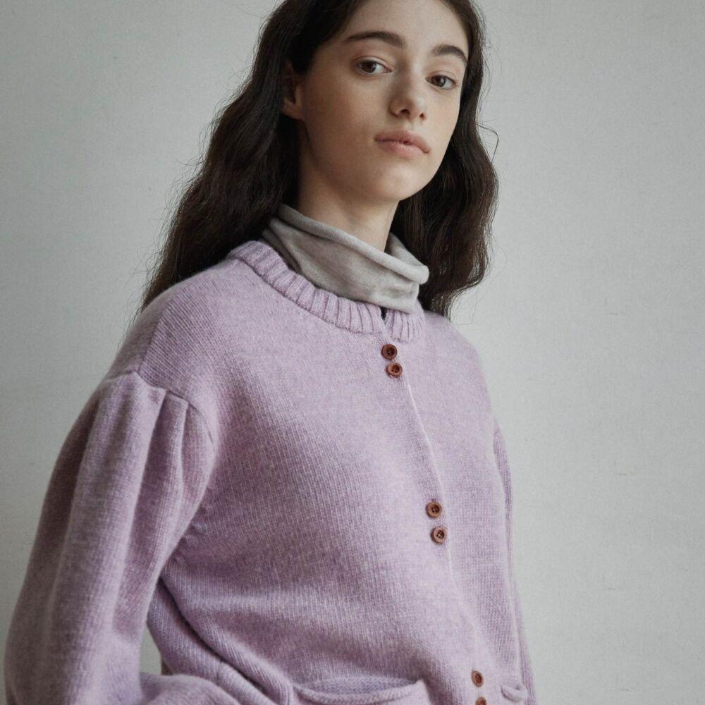 Two Button Balloon Puff Sleeve Knit Cardigan -4color