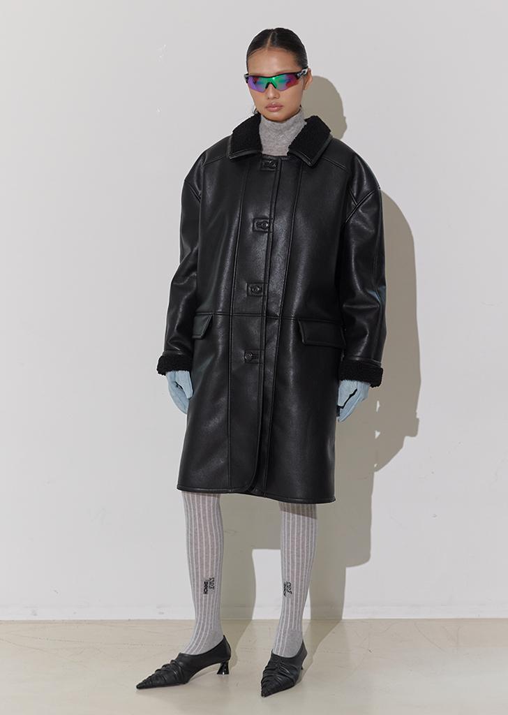 REVERSIBLE LONG MUSTANG, BLACK