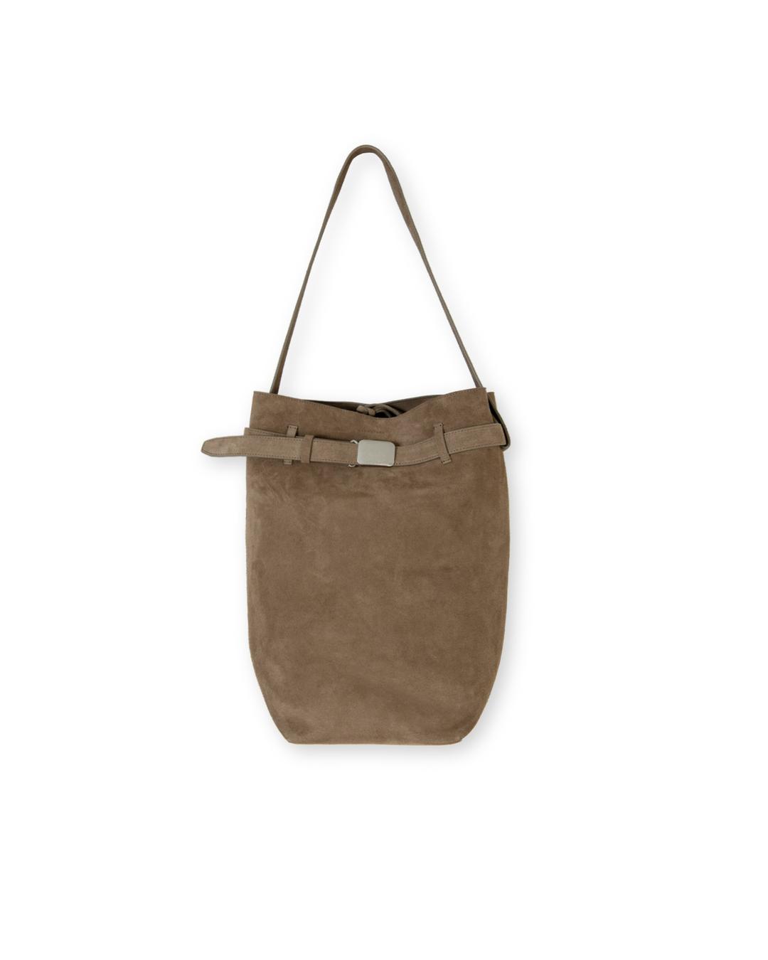 Suede Bucket Large Bag, Brown