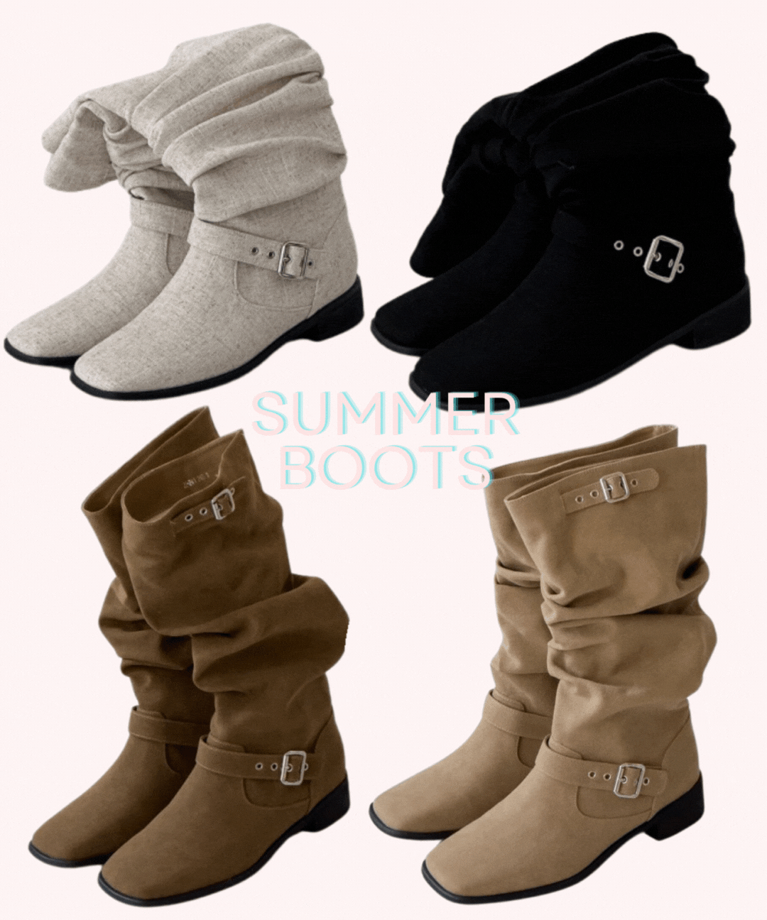 러브헤븐 *한정할인* [여름부츠시리즈] 여리핏 특화 린넨 셔링 버클 미들부츠 린넨부츠 [스웨이드VER추가] [린넨부츠/셔링부츠] [통넓은부츠/통넓은미들부츠][자체제작/퀄리티맛집]