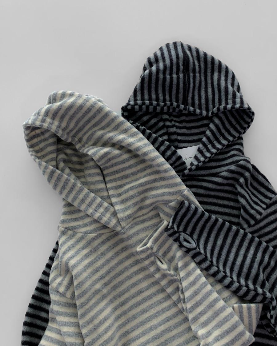 스트라이프 핸드 워머 후디 기모 티셔츠