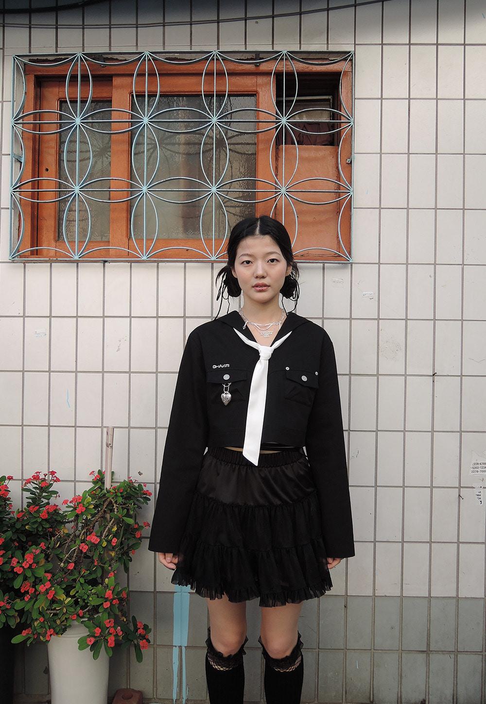SHAKIRI SAILOR TIE BLOUSE _BLACK