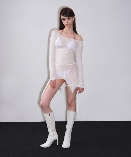 비나제이(VINAJ)  보트넥 러플 프린세스 커버업 (White) - 사이즈 & 후기 | 무신사