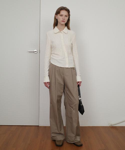 UNBALANCED WRINKLE SHIRT - CREAM
