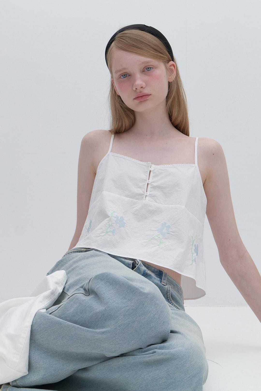 Cross-stitch Top (White)