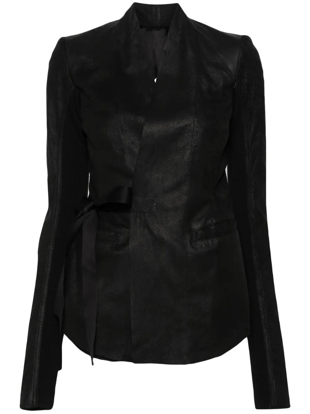 Rick Owens 크랙 이펙트 가죽 재킷 | 블랙 | FARFETCH KR