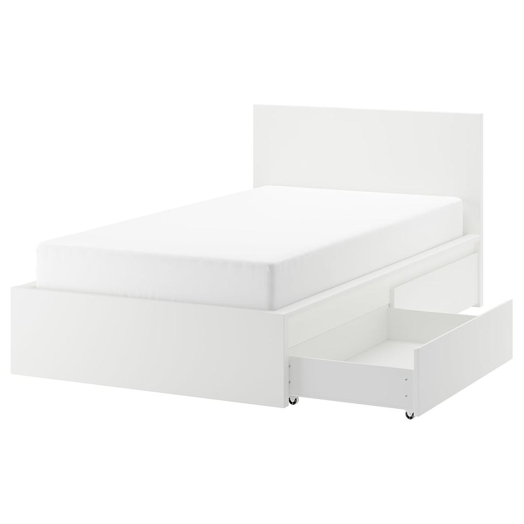 MALM 말름 높은침대프레임+수납상자2 - 화이트/루뢰위 120x200 cm