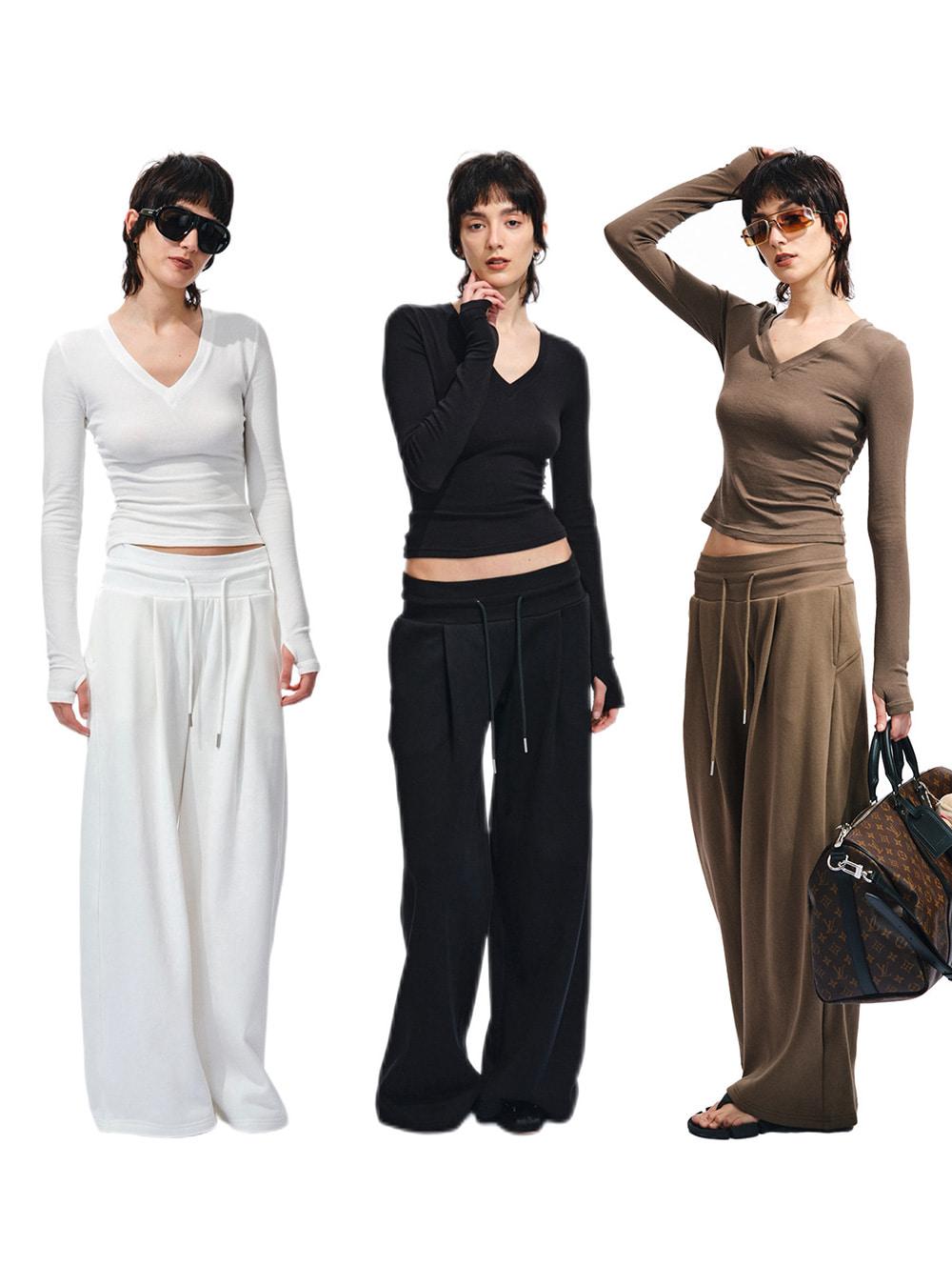 Low Tide V-Long Sleeve & Flow Pants (3color)