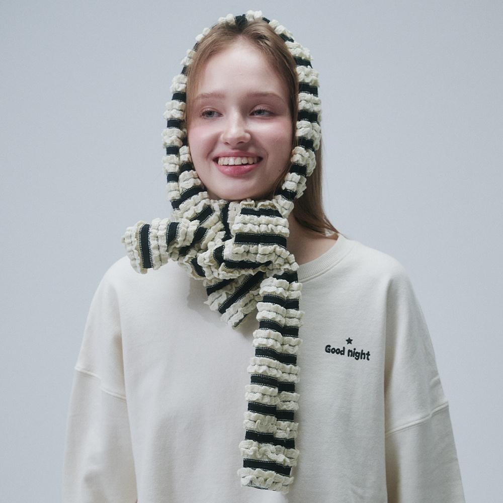 FRILL STRIPE MURFFLER, CREAM