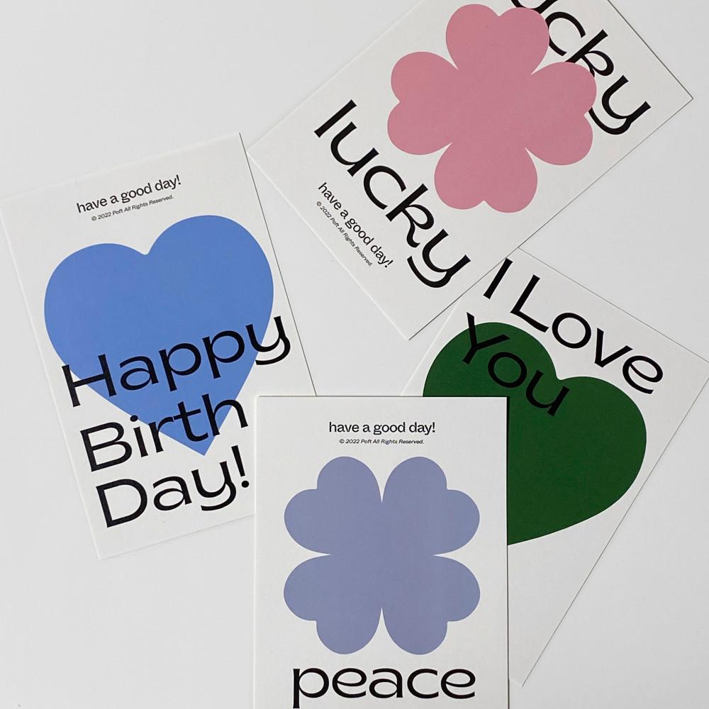 [포프트] i love you, happy birth day!, lucky, peace 엽서