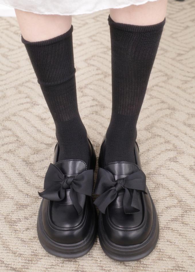 새틴 리본 플랫폼 로퍼