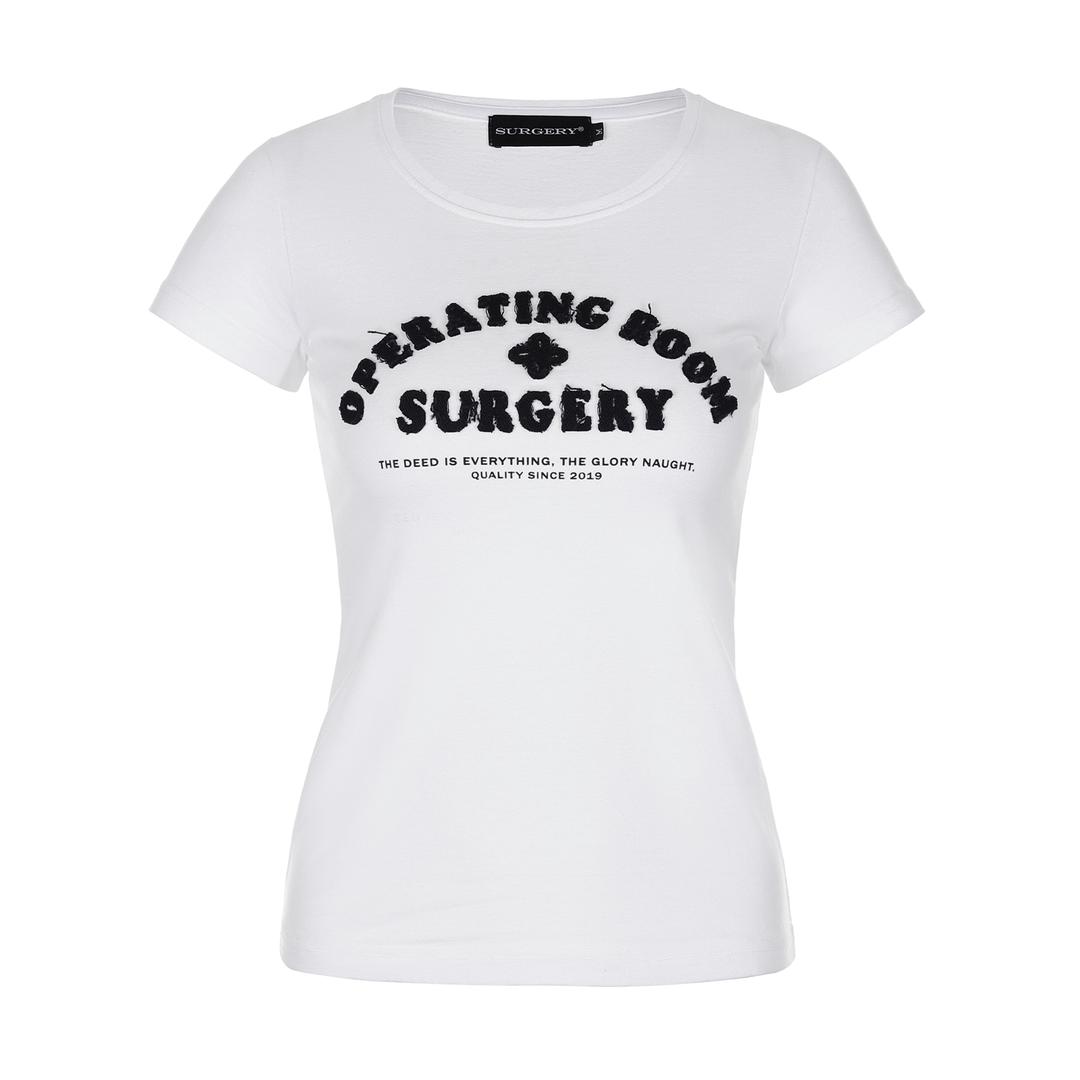surgery slim fit patch women t-shirt 'white'