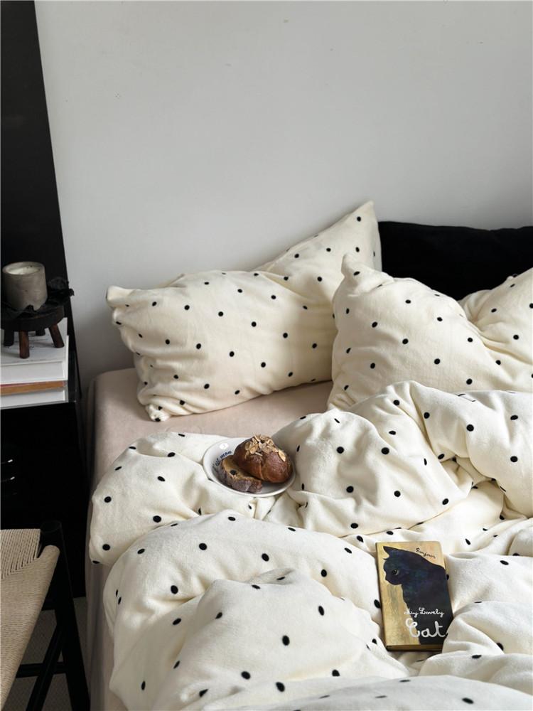 페르지아 도트 2color 겨울 극세사 이불 베개 귀여운 침구커버세트 포근한 침구