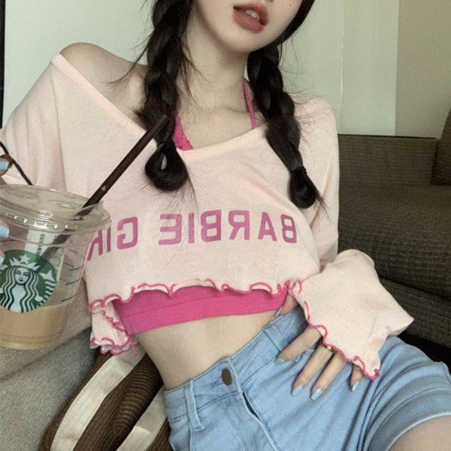 하이틴 오프 바비걸 크롭 나시 세트2color