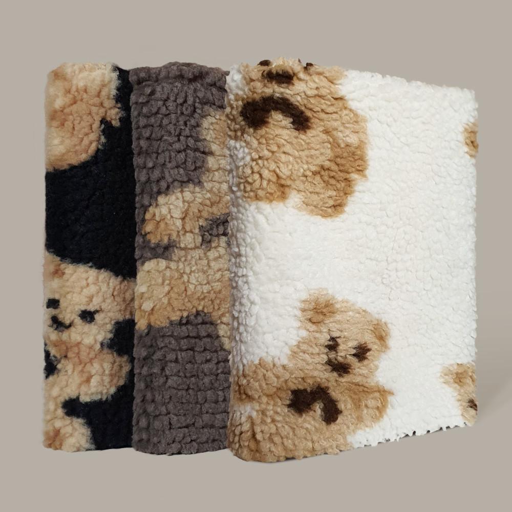 핸드메이드 맞춤제작 패브릭 북커버 책커버 케이스 (뽀글거리는 곰돌이-3색상)