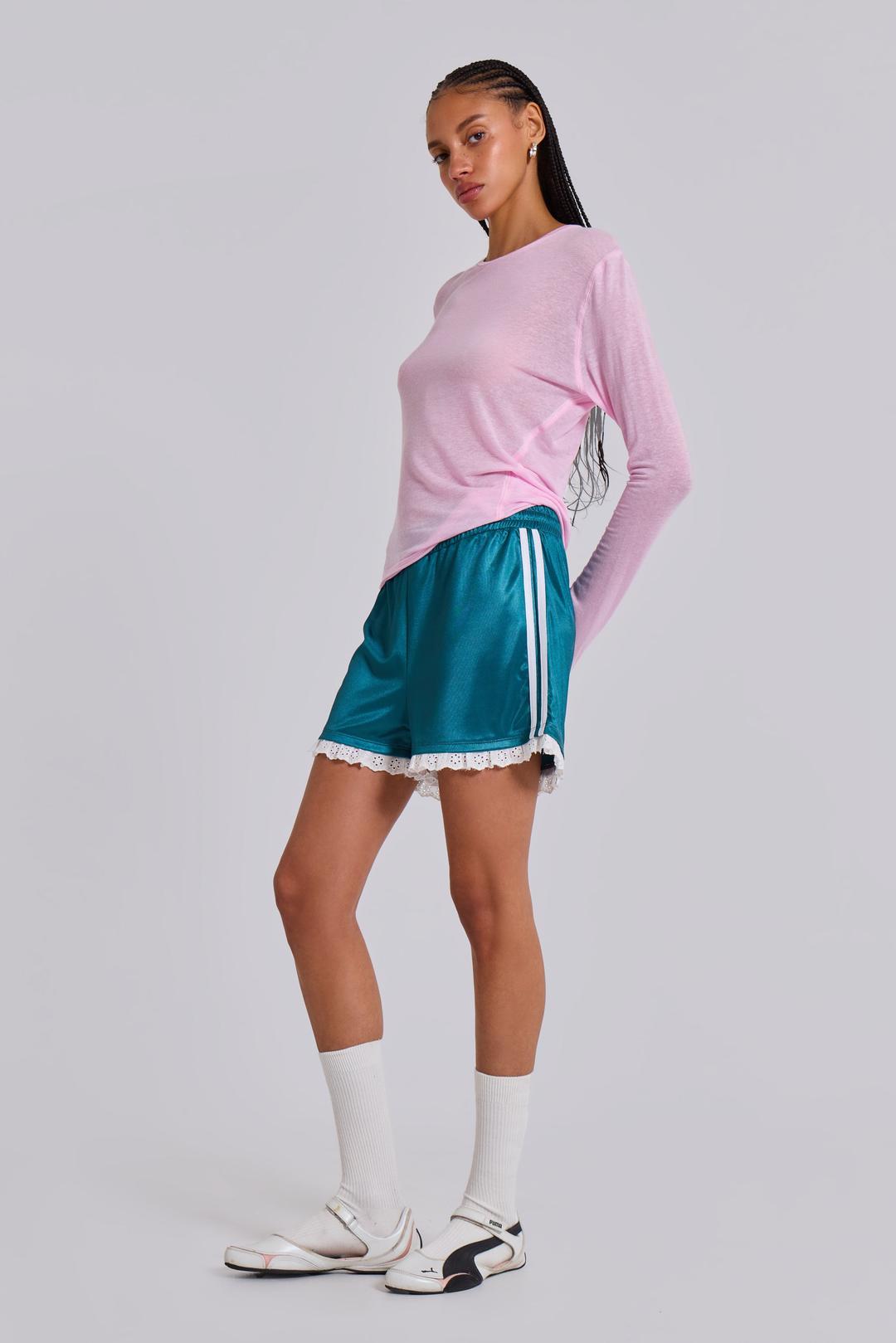 Bronwyn Broderie Football Shorts - UK 4 / Blue