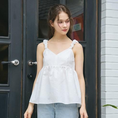 벰버 여성용 SEERSUCKER SLEEVELESS BUSTIER, WHITE, FREE