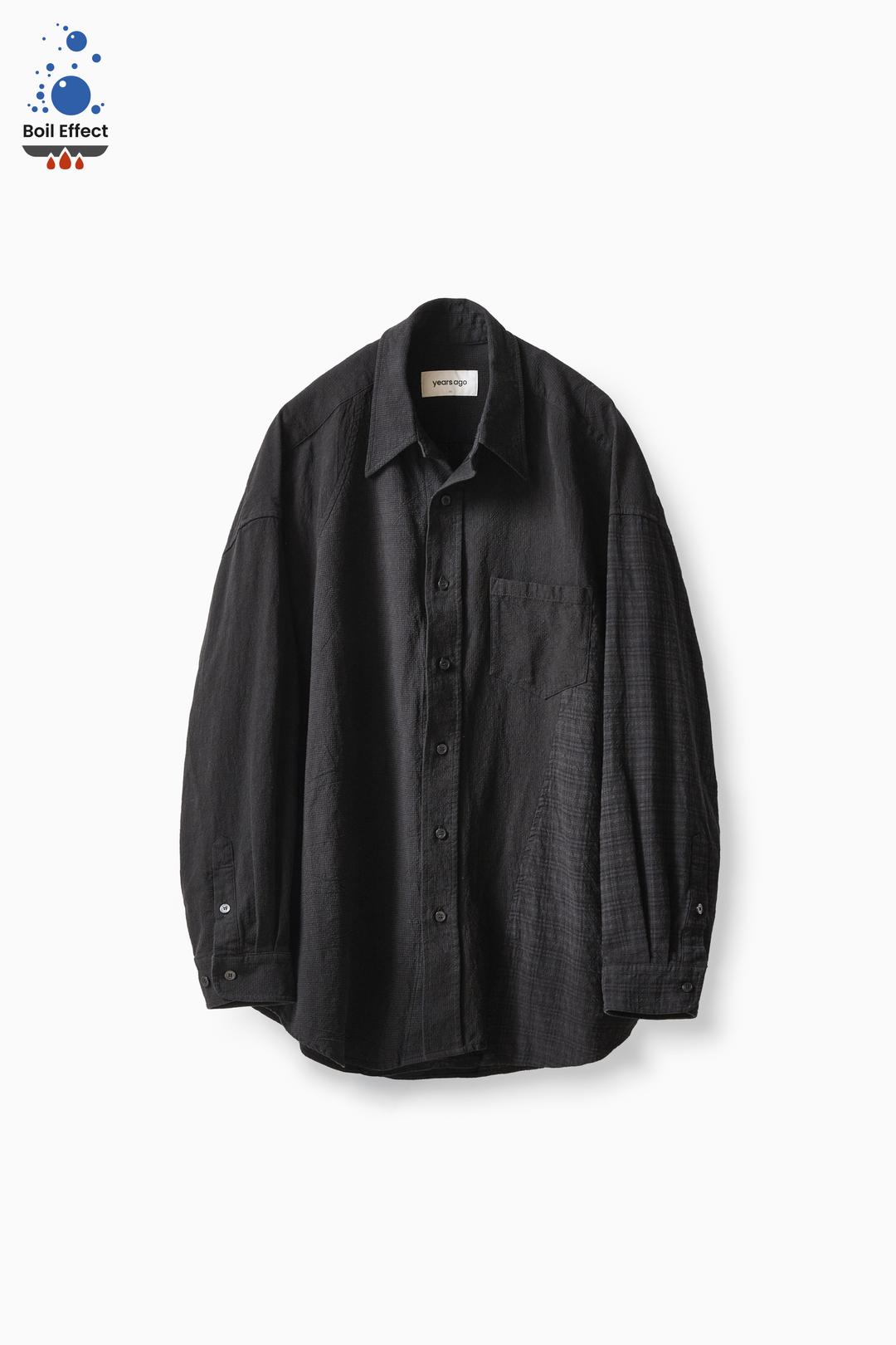 [7/10-11 순차발송] BLACK BOIL EFFECT DIVISION CRUMPLE LOOSED SHIRTS (ECP GARMENT PROCESS)