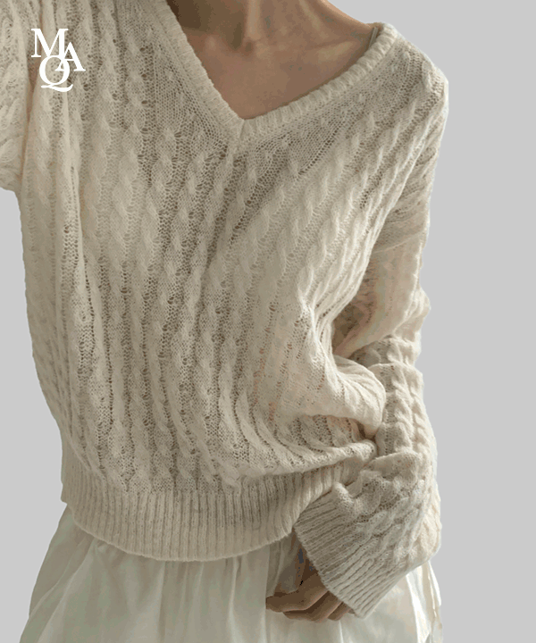 매니크 [단독] [MNQ MADE] 유르트 루즈핏 꽈배기 니트(울20)