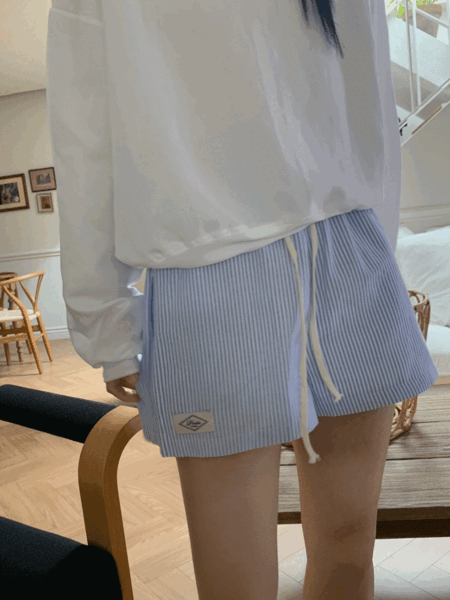 쇼트 스트라이프 밴딩 하프 팬츠_Short half pants