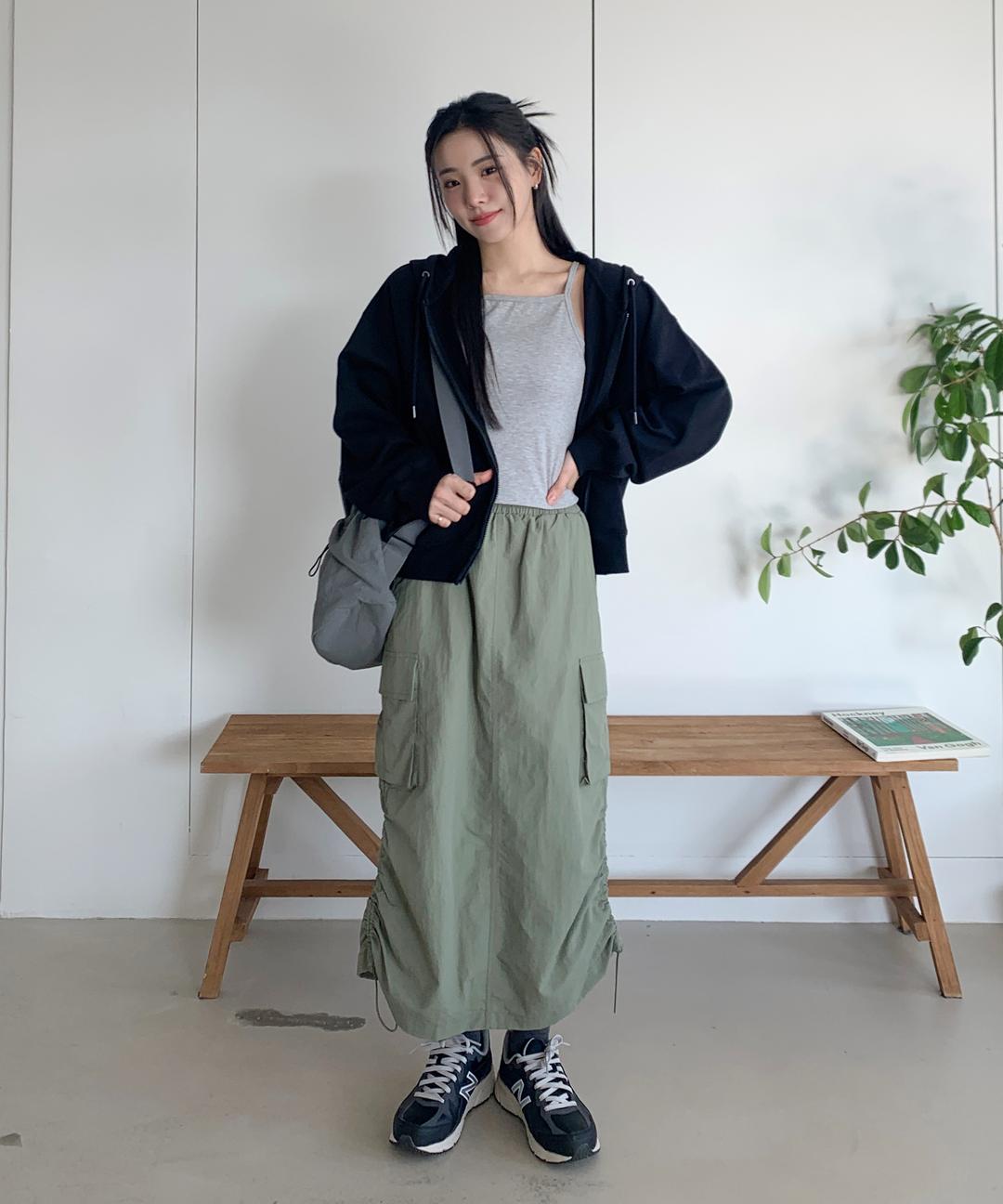 라이트 카고 롱 스커트 (나일론)_SPWHE23G21