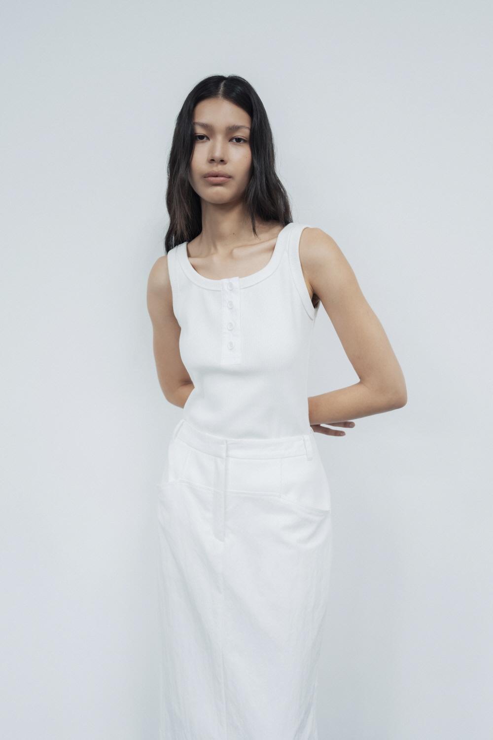 RIBBED BUTTON-UP TANK TOP (IVORY)