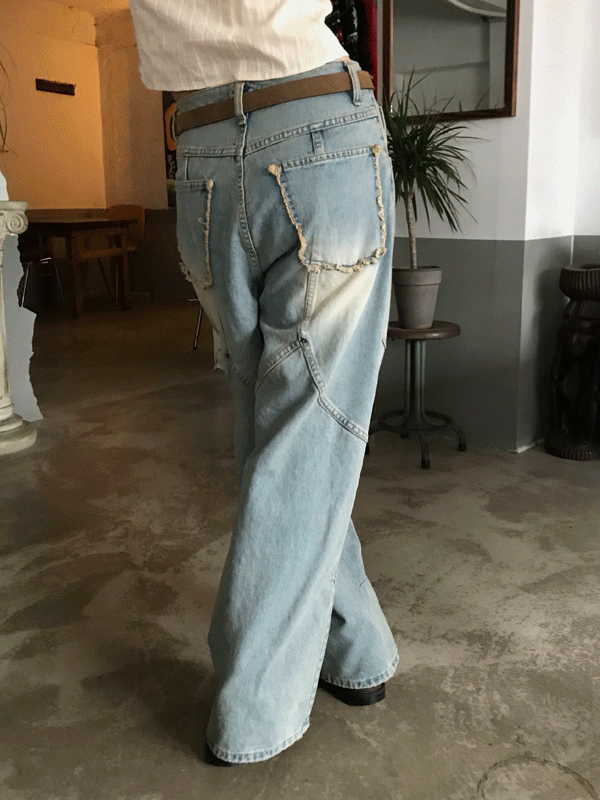 yellow dyed denim pants