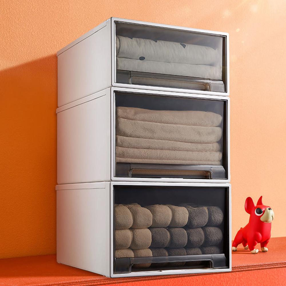 리빙박스 수납정리함 플라스틱 슬라이딩 서랍 투명 다용도 수납함 옷장정리 장농 옷정리