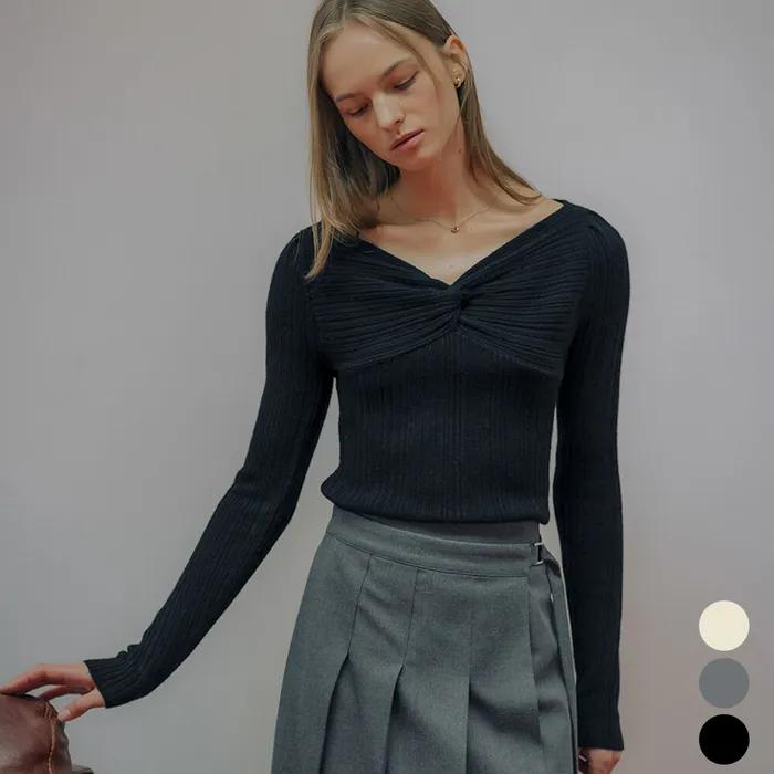 Wool blended twisted knit top [TIWT01SW03]_3color