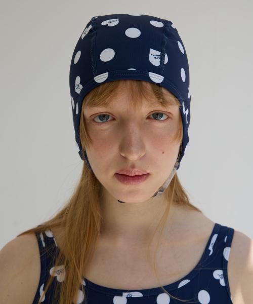 Dot Heart Swimcap, Navy