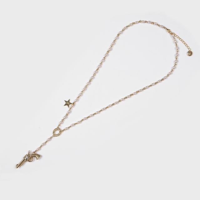 REVOLVER BEADS NECKLACE (GOLD&BEIGE)