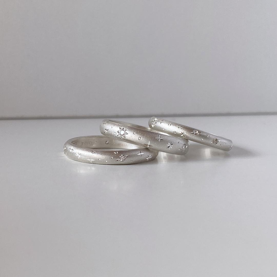 Planet Silver Ring Engagement