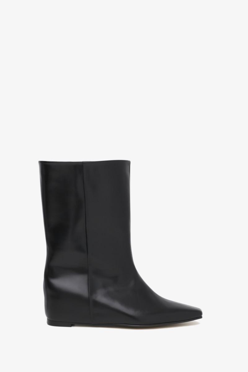 40mm Regina Wedge-Heel Half Boots (Black)