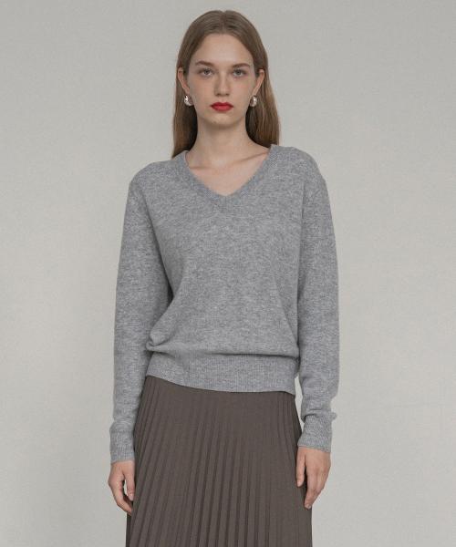 SIKN2124 브이넥 싱글 니트_Gray