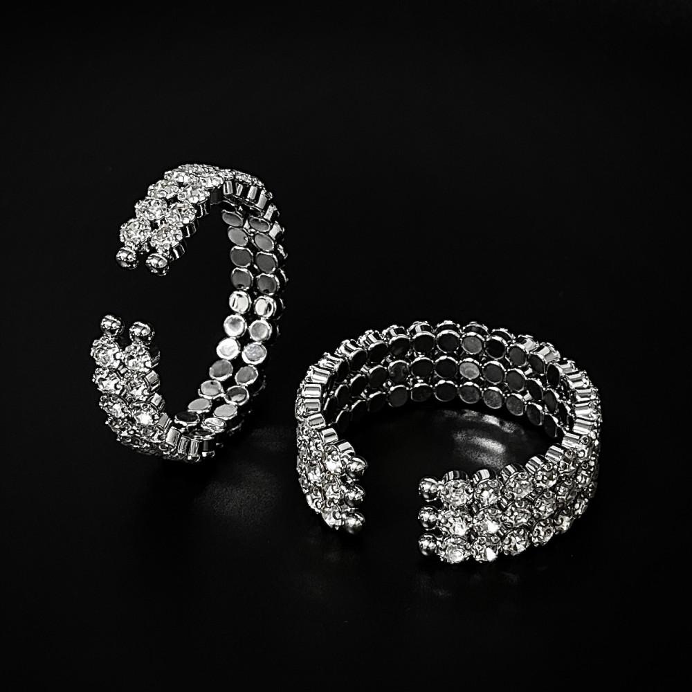 1024 블링블링 화려한 빅사이즈 크리스탈 큐빅 볼드 뱅글 - 2줄, 3줄