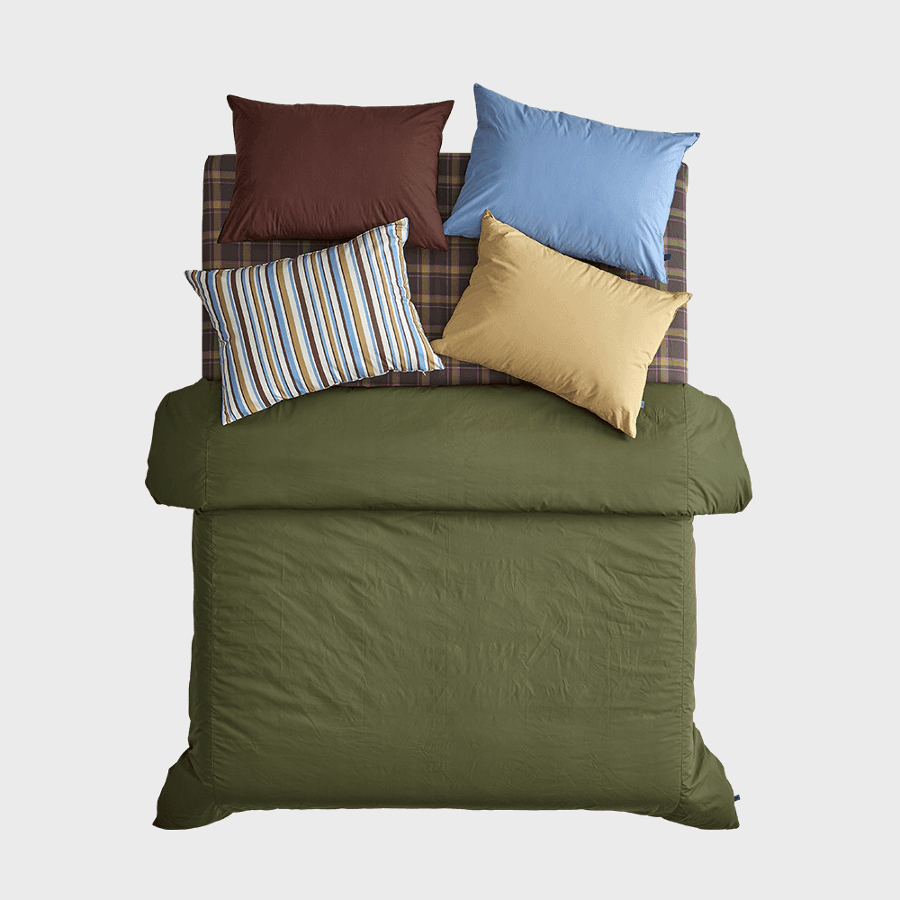 빈티지 카키&멀티 이불커버 레이어드베딩 SS/Q