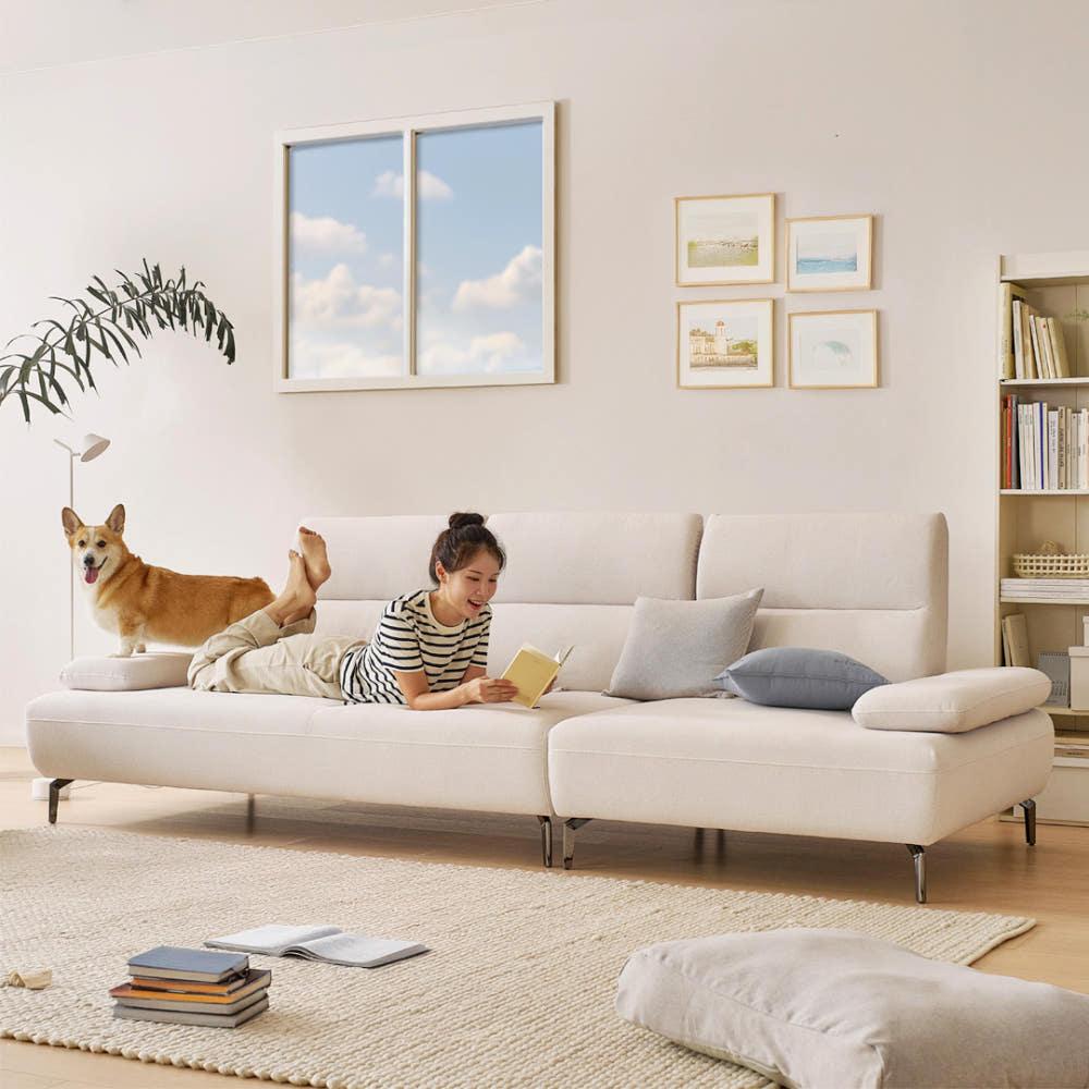 눕 스테이 4인용 스윙기능 이지케어 패브릭 소파