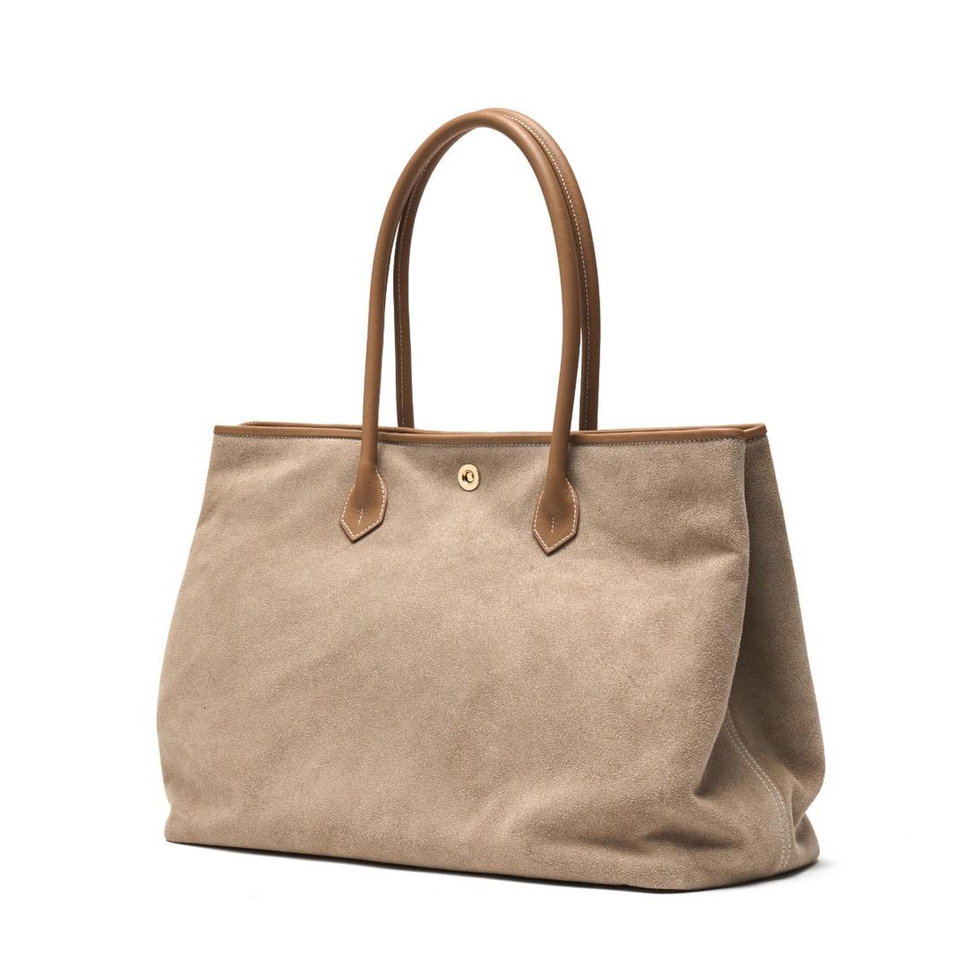 Beige Suede Tote Bag
