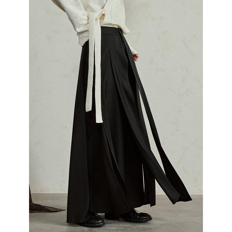Multi-piece Flowing Draped Wide-leg Culottes - M / Black