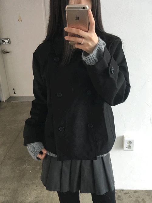 유즈 하이넥 더블 자켓 (3colors)